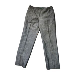 Harve Bernard Wool Herringbone Dress Pants Women 12 Gray Lined Career Slacks EUC